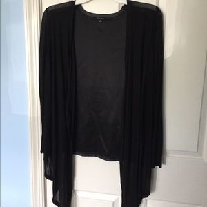 Shear black pleather sweater